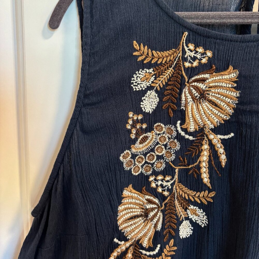 J.Jill Navy Blue Embroidered Sleeveless Tunic Top – Size L Petite (NWT) - Picture 6 of 11